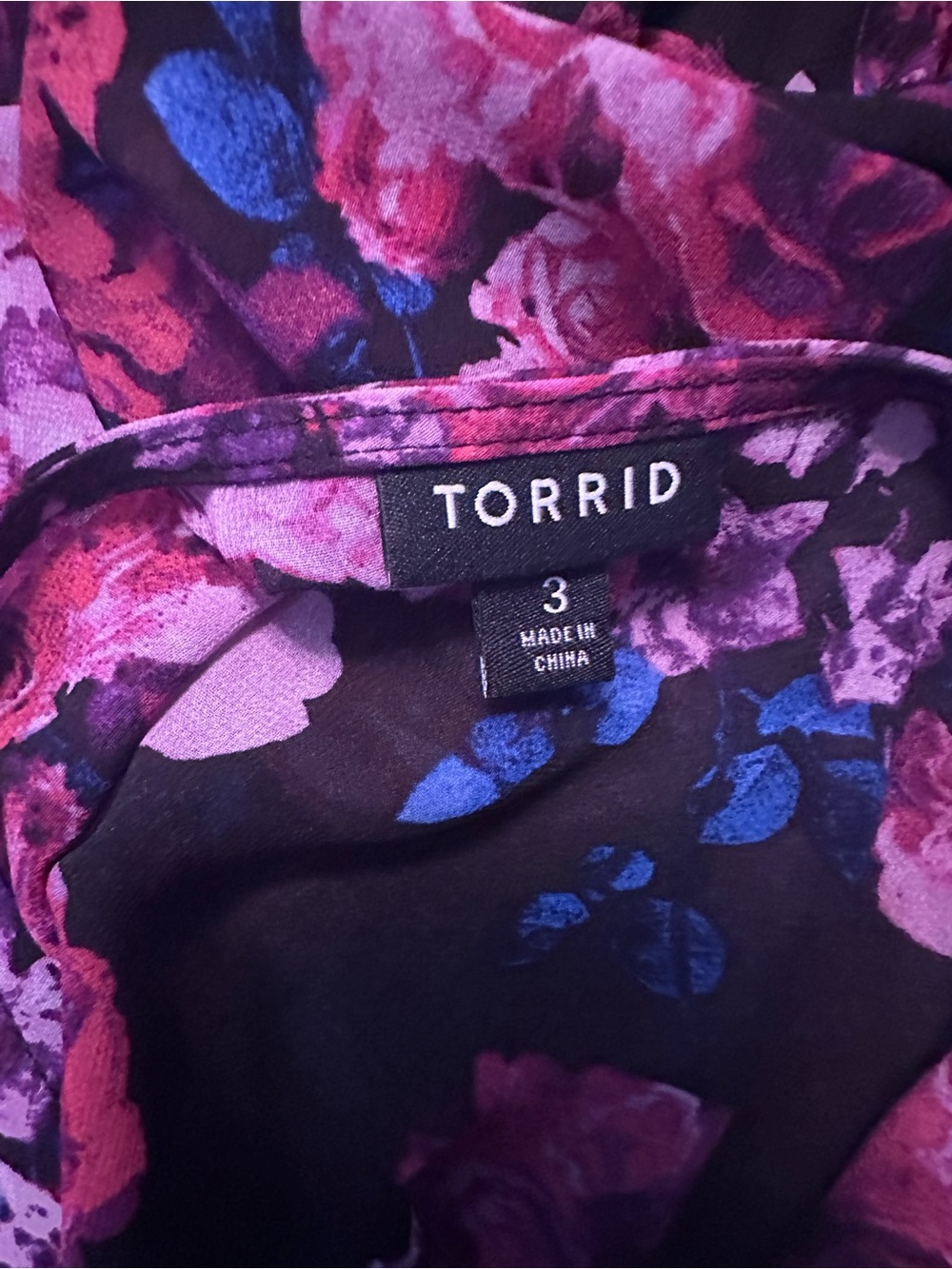 torrid Black Floral Maxi Dress with Pink & Purple Blooms - Picture 5 of 7